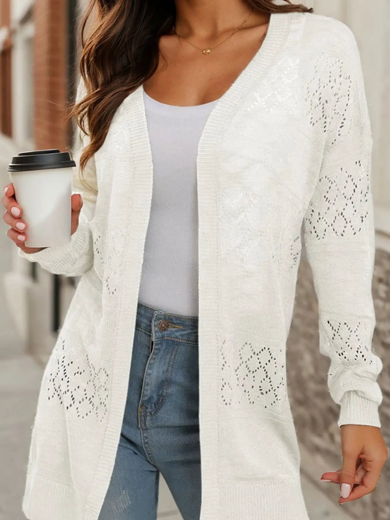 Long Sleeve Loose Soft Drape Front Cardigan