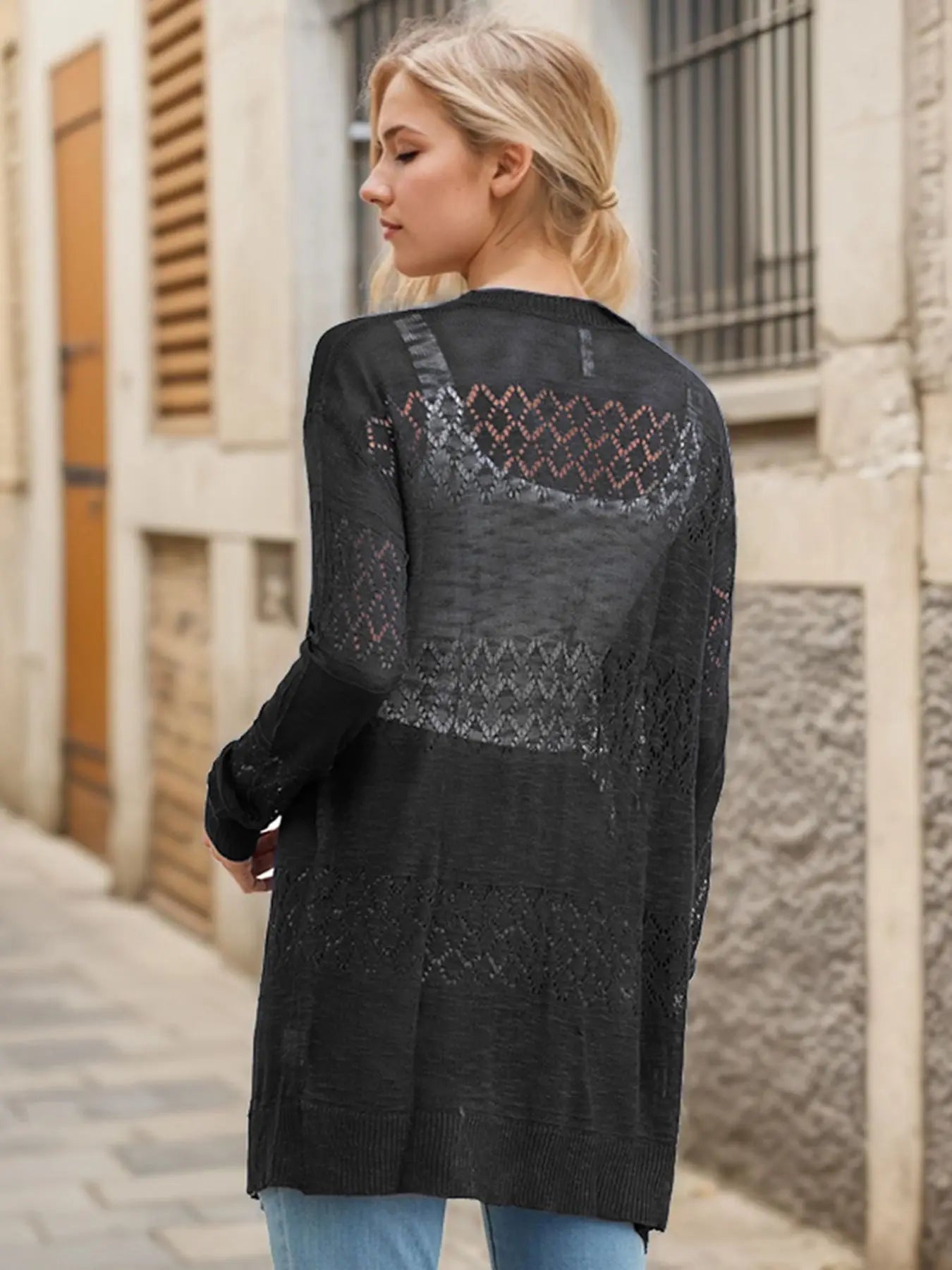 Long Sleeve Loose Soft Drape Front Cardigan