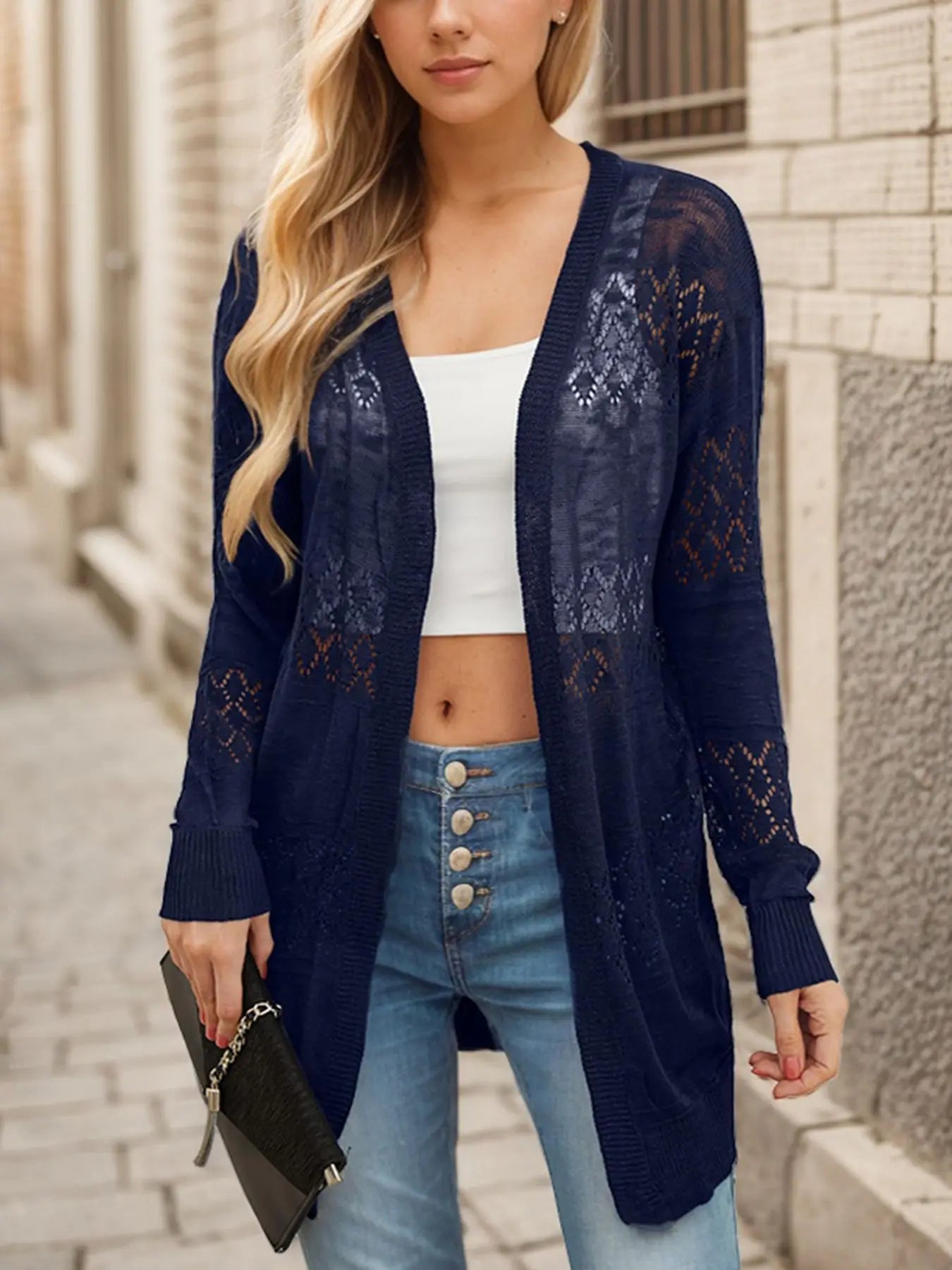 Long Sleeve Loose Soft Drape Front Cardigan