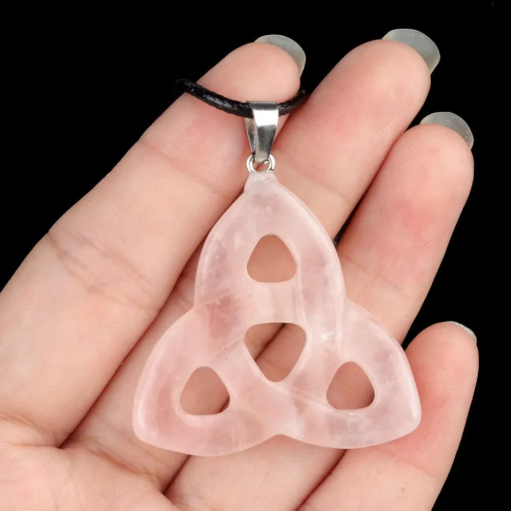 Natural Stone Pendant Irish Celtic Knot Tiger Eye Crystal Amulet for Jewelry Making DIY Charms Necklace Accessories