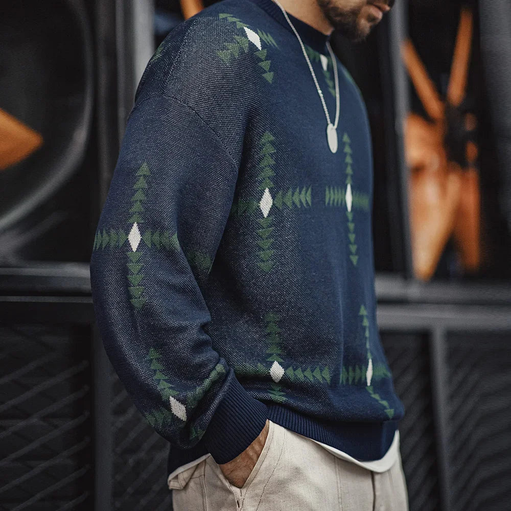 Maden Retro Geometric Pattern Knitted Sweater