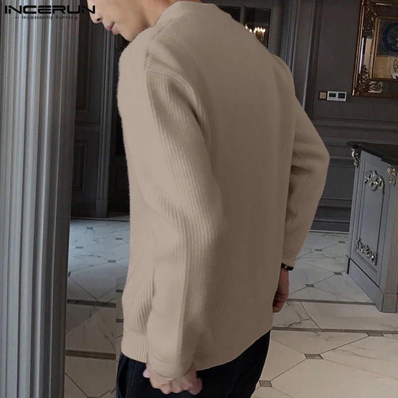 Casual New Men Texture Cardigan Sweater
