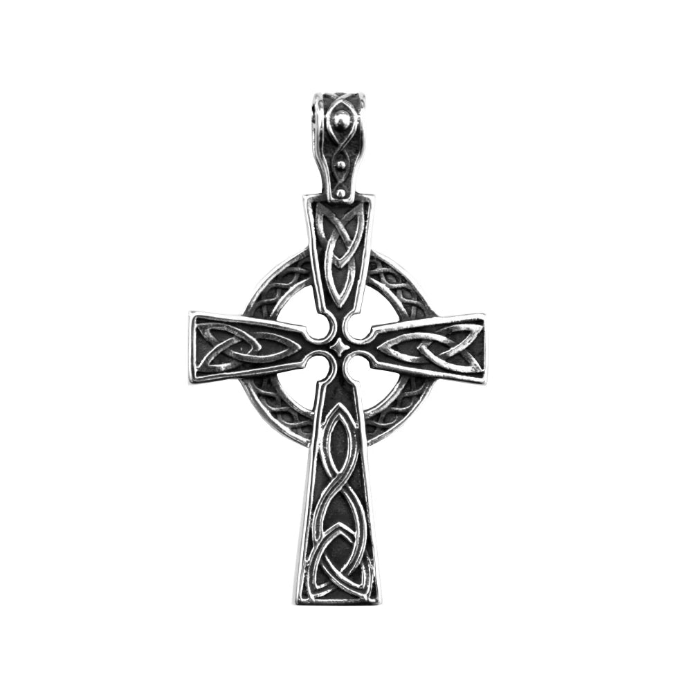 Mens Irish Celtic Knot Cross Pendant Necklace Stainless Steel Nordic Viking Necklace Ancient Talisman Pendant Jewelry Gift