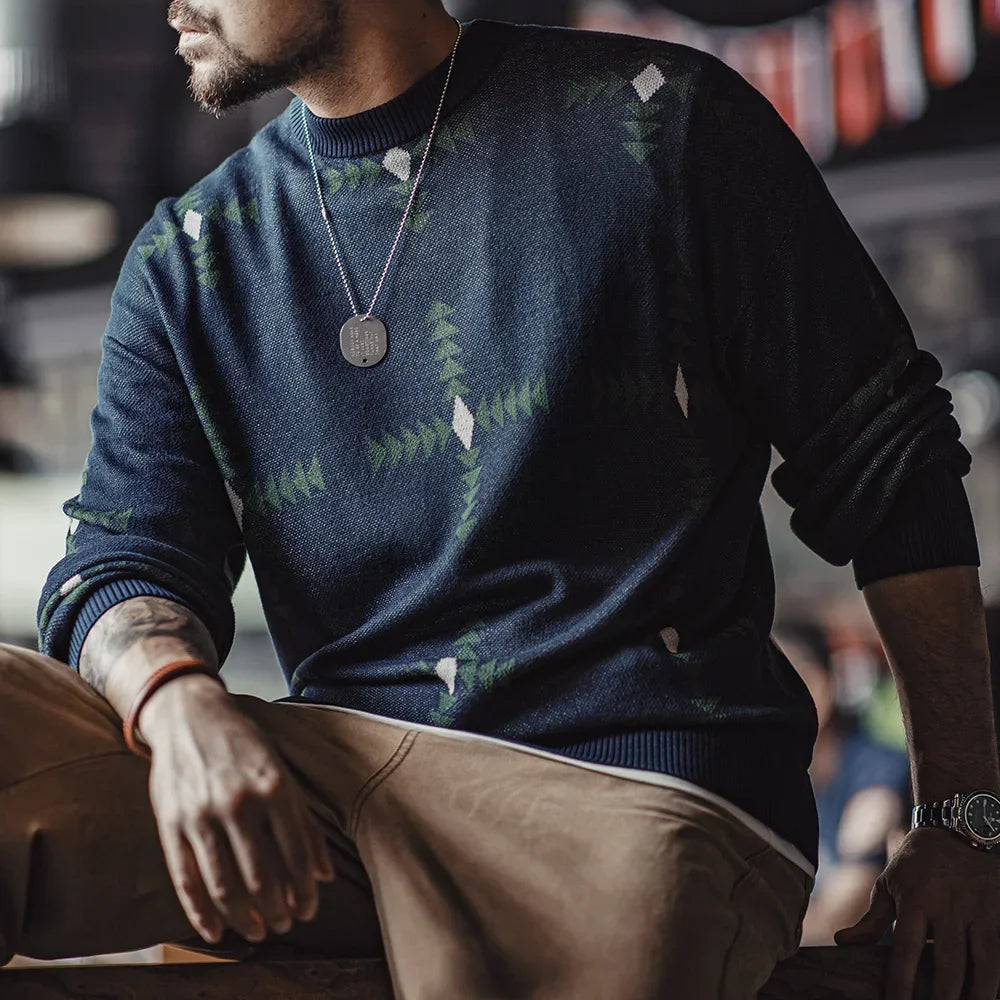 Maden Retro Geometric Pattern Knitted Sweater