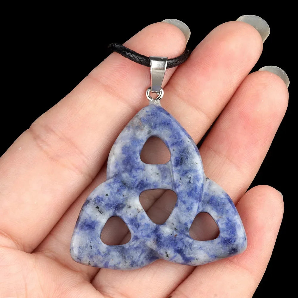 Natural Stone Pendant Irish Celtic Knot Tiger Eye Crystal Amulet for Jewelry Making DIY Charms Necklace Accessories
