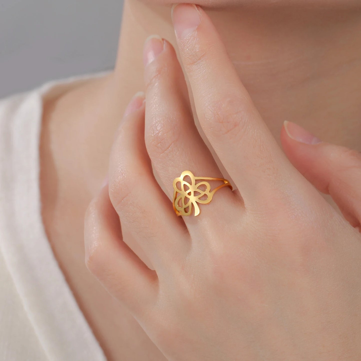 LIKGREAT Irish Knot Ring Shamrock Rings