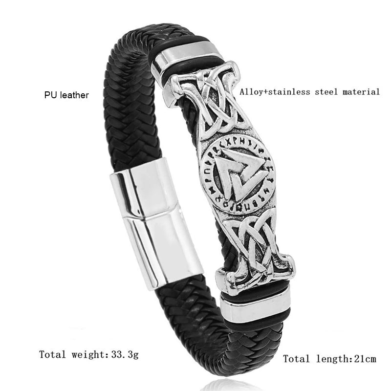 Vintage Viking Woven Leather Bracelet