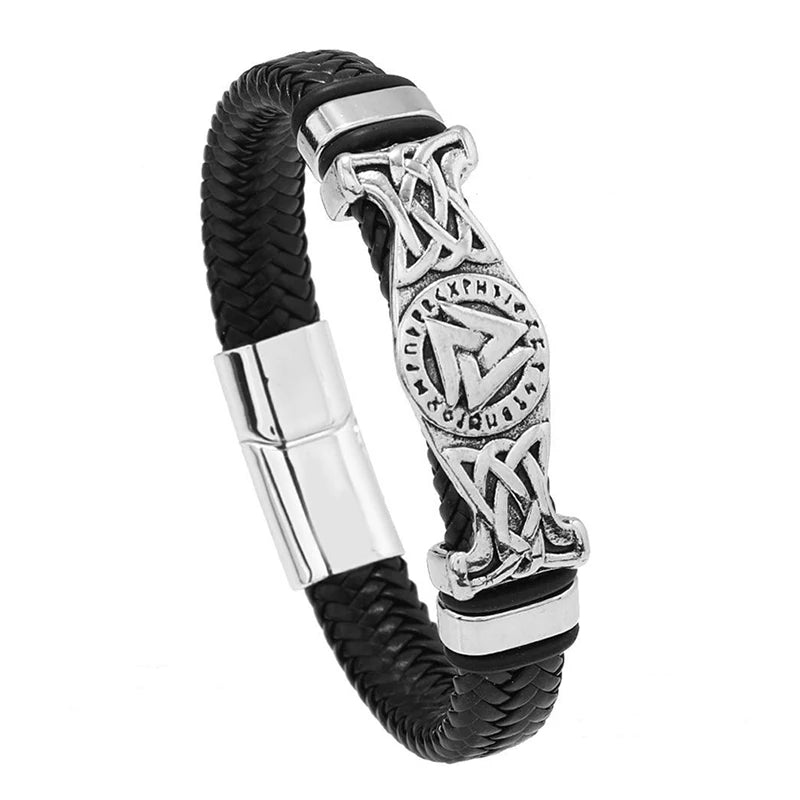 Vintage Viking Woven Leather Bracelet