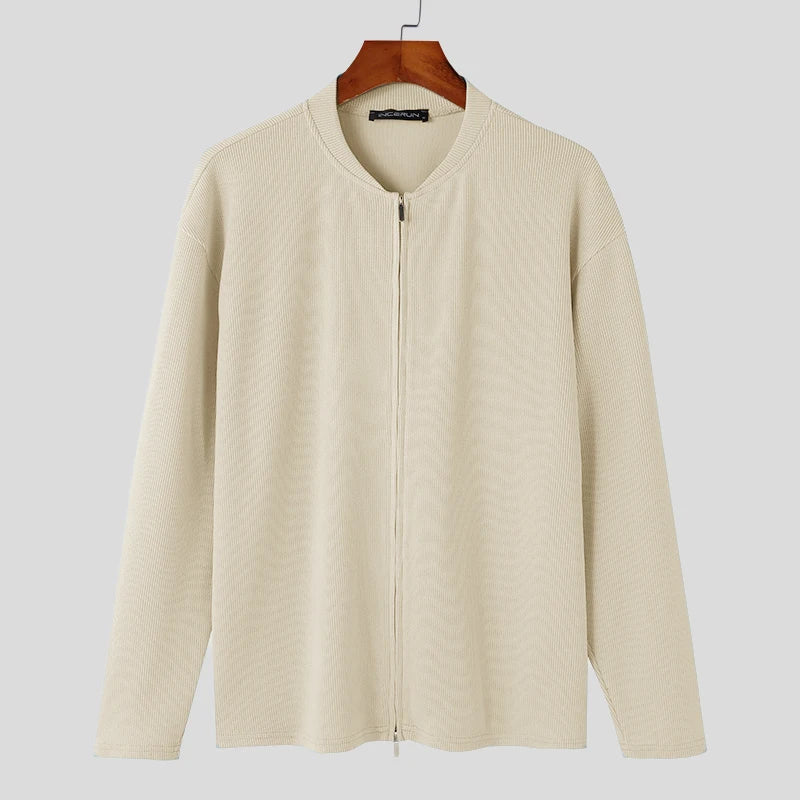 Casual New Men Texture Cardigan Sweater