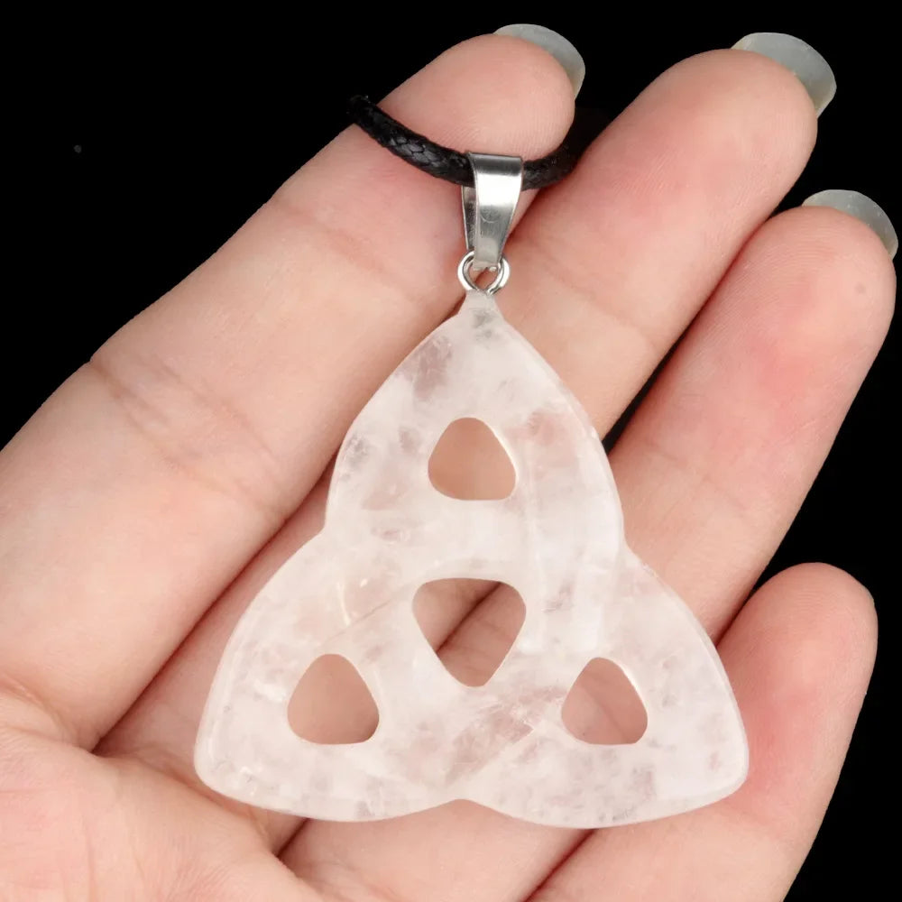 Natural Stone Pendant Irish Celtic Knot Tiger Eye Crystal Amulet for Jewelry Making DIY Charms Necklace Accessories
