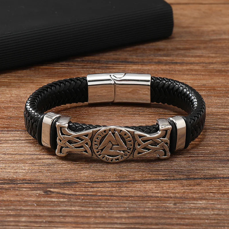 Vintage Viking Woven Leather Bracelet