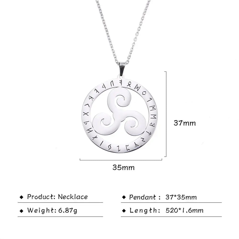 Viking Celtic Moon Pendant Necklace