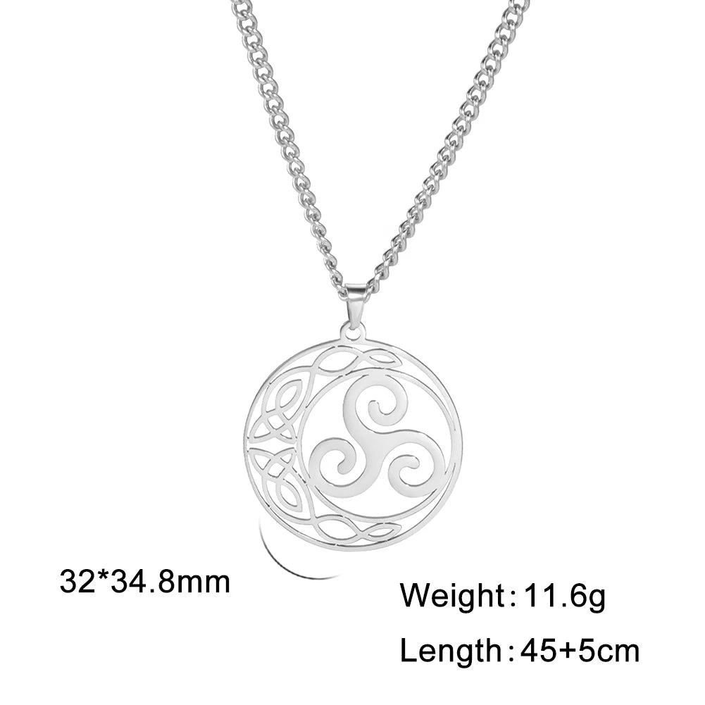 Viking Celtic Moon Pendant Necklace