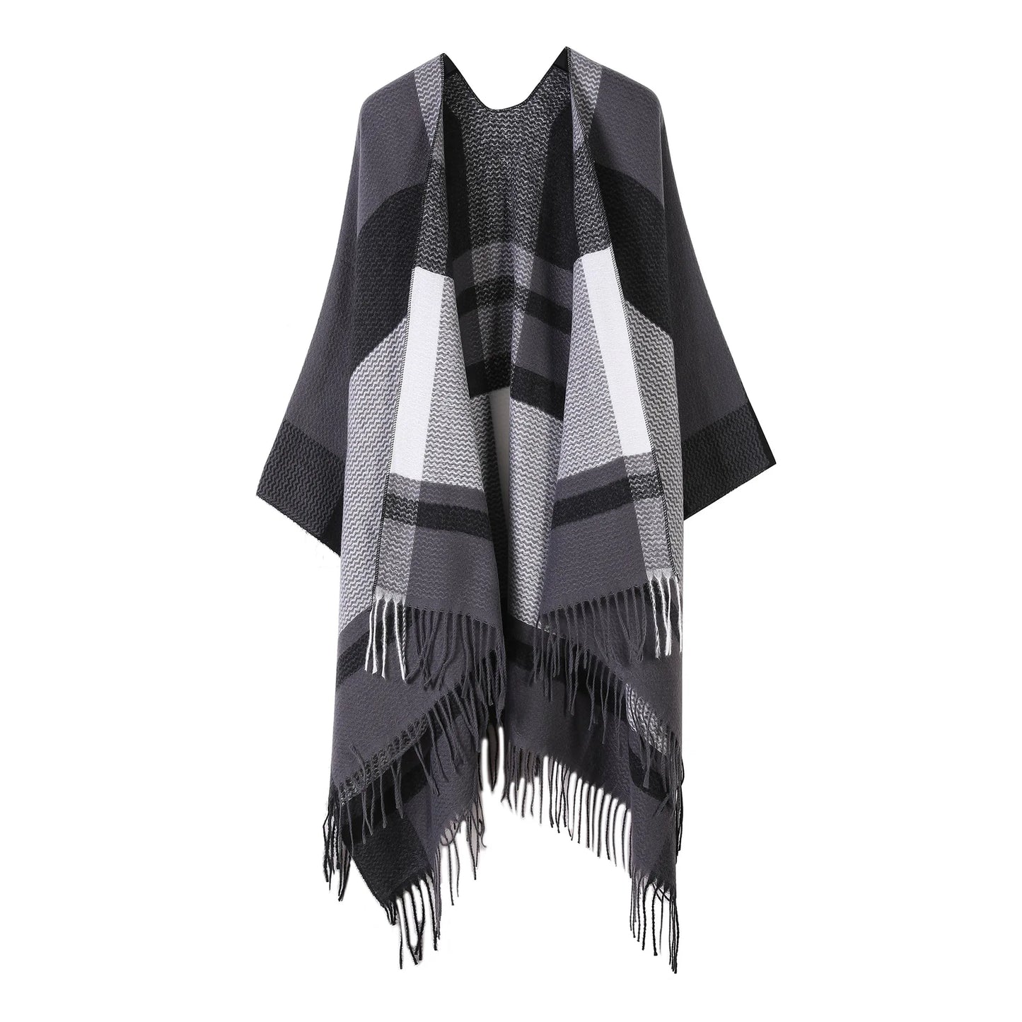 Plaid Acrylic Cashmere Poncho