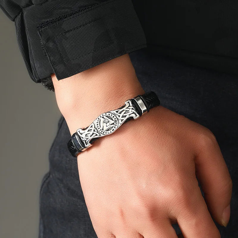 Vintage Viking Woven Leather Bracelet