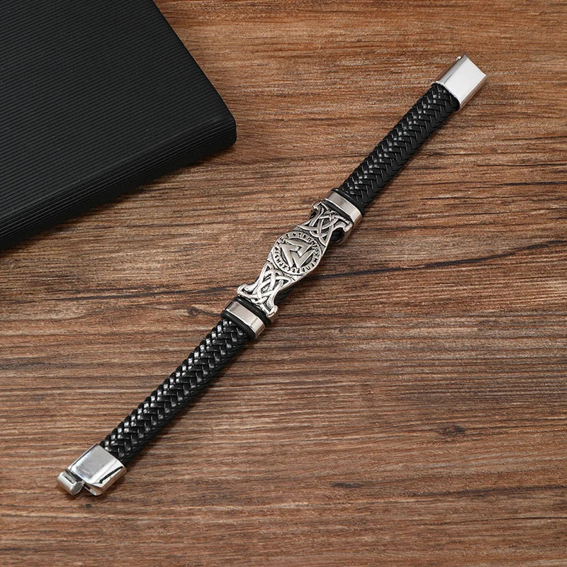 Vintage Viking Woven Leather Bracelet