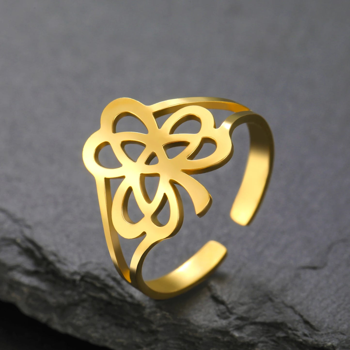 LIKGREAT Irish Knot Ring Shamrock Rings