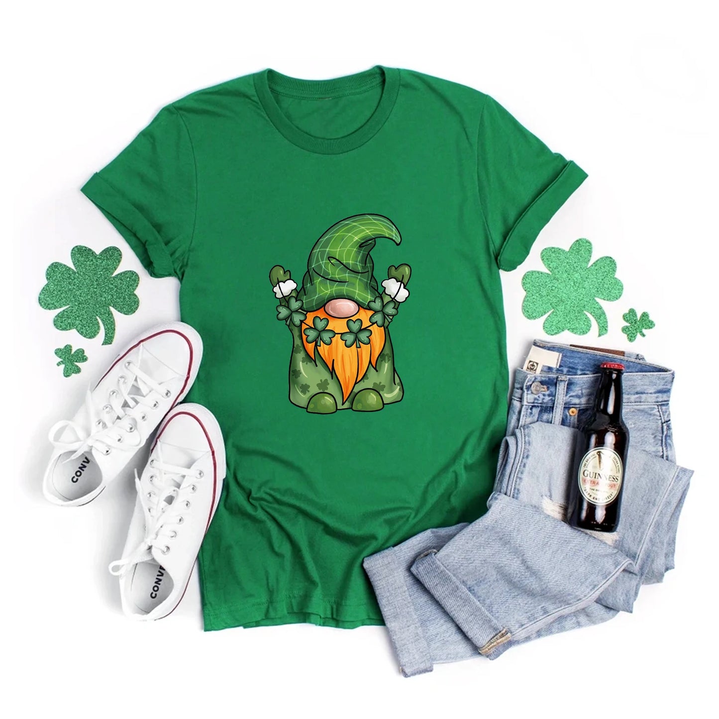 Four Leaf Clover LOVE Print Women T Shirt