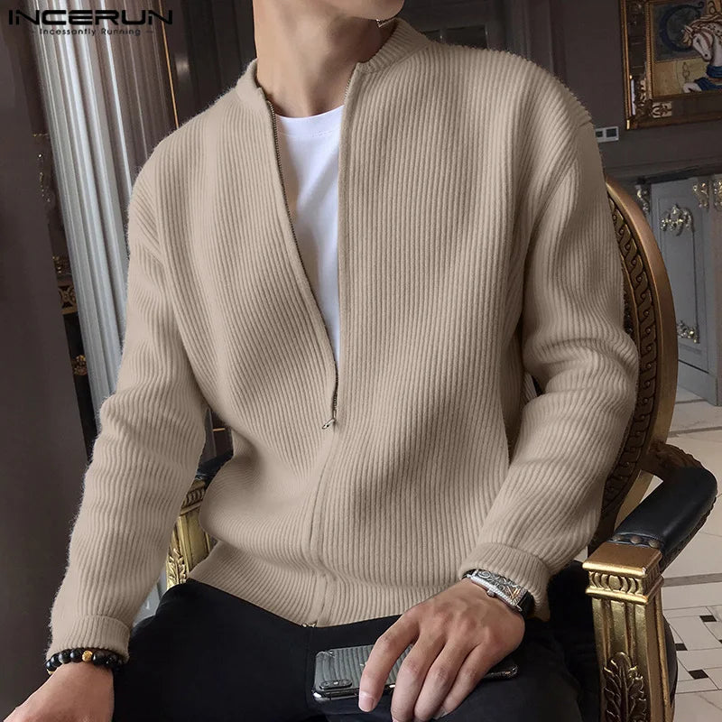 Casual New Men Texture Cardigan Sweater