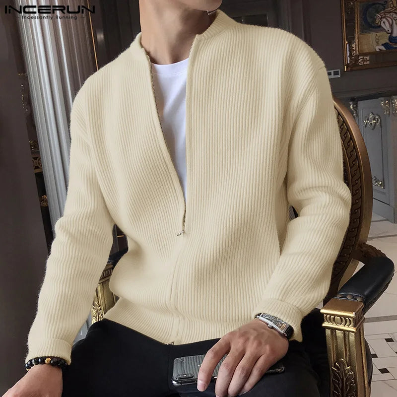 Casual New Men Texture Cardigan Sweater