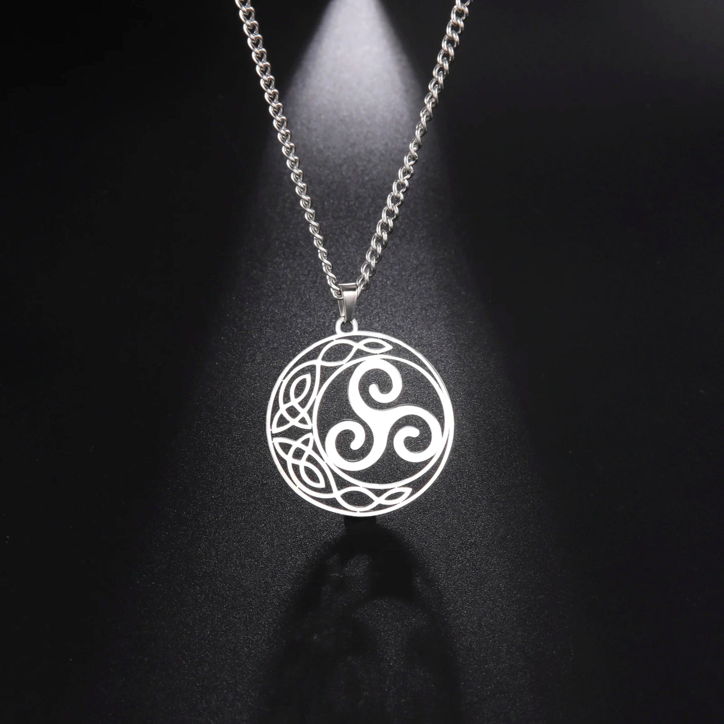 Viking Celtic Moon Pendant Necklace