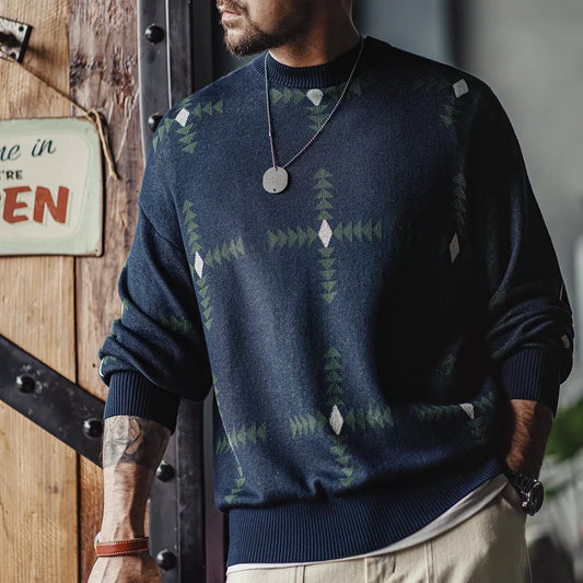 Maden Retro Geometric Pattern Knitted Sweater