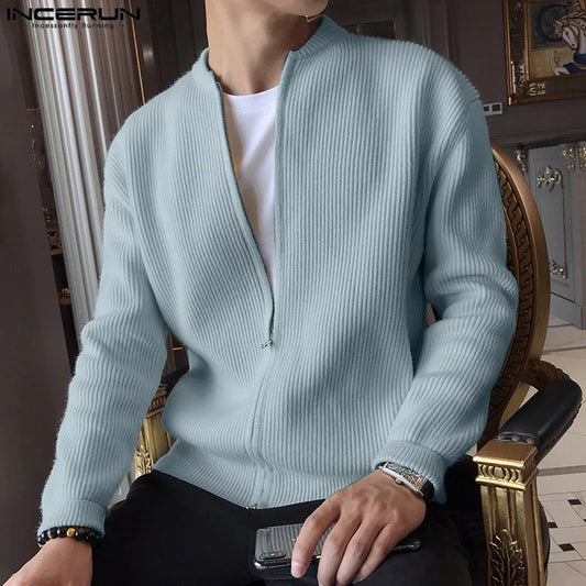 Casual New Men Texture Cardigan Sweater
