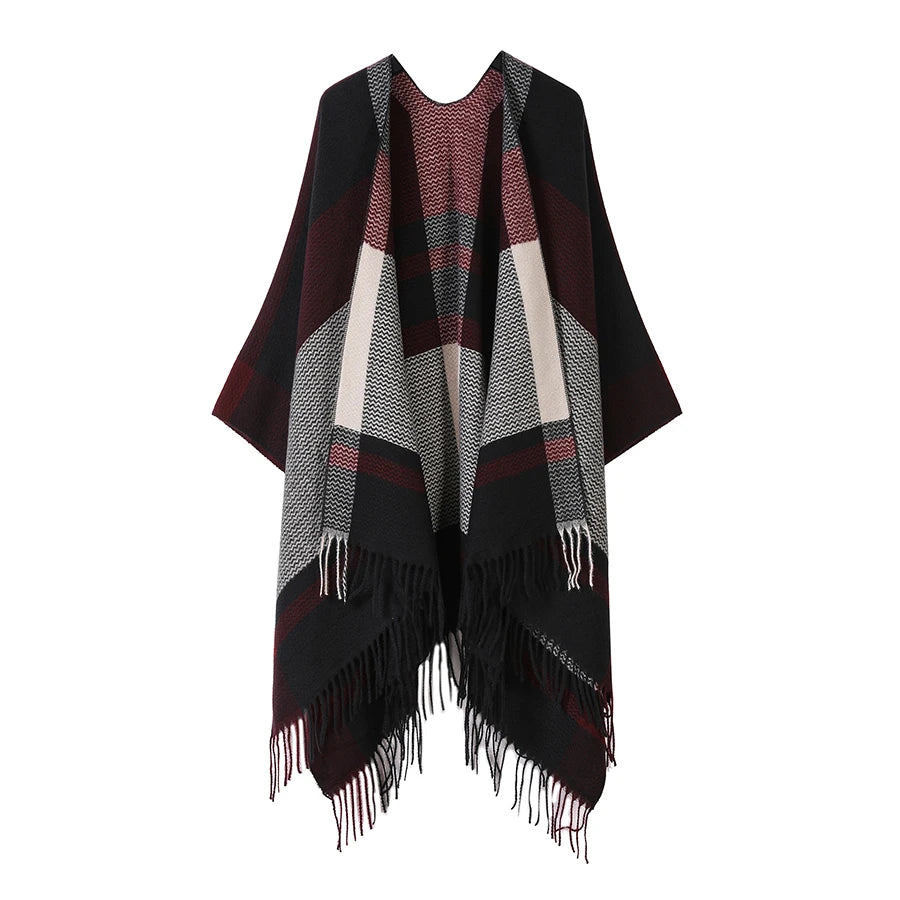 Plaid Acrylic Cashmere Poncho