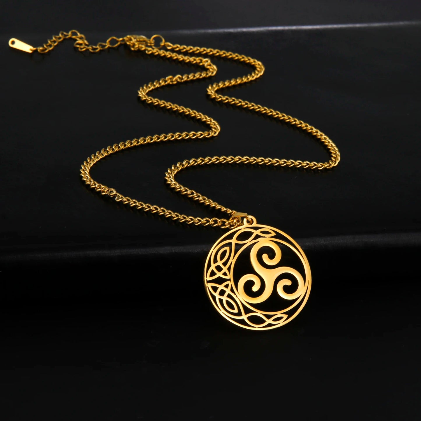Viking Celtic Moon Pendant Necklace