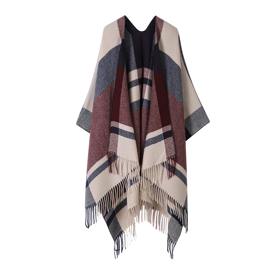 Plaid Acrylic Cashmere Poncho