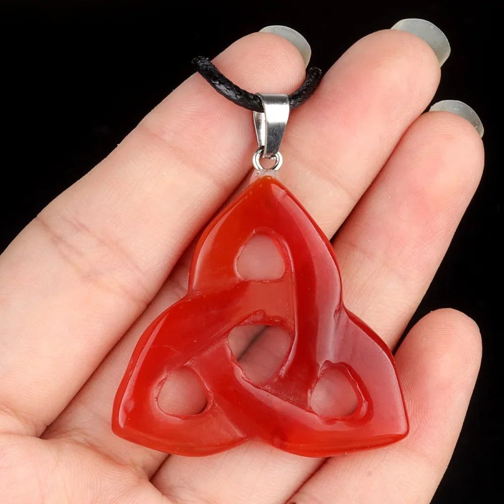 Natural Stone Pendant Irish Celtic Knot Tiger Eye Crystal Amulet for Jewelry Making DIY Charms Necklace Accessories