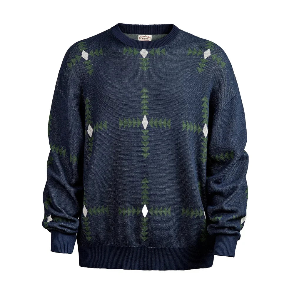 Maden Retro Geometric Pattern Knitted Sweater