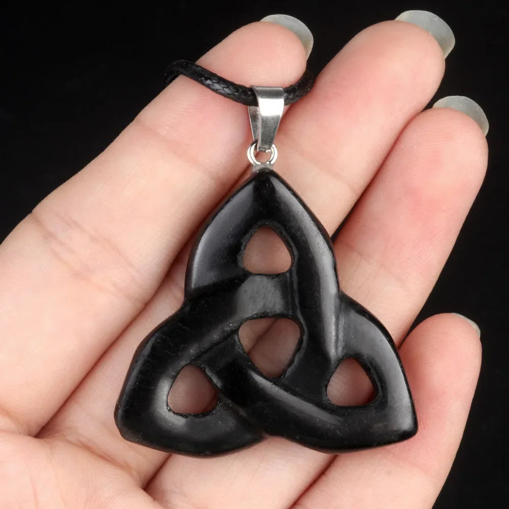 Natural Stone Pendant Irish Celtic Knot Tiger Eye Crystal Amulet for Jewelry Making DIY Charms Necklace Accessories