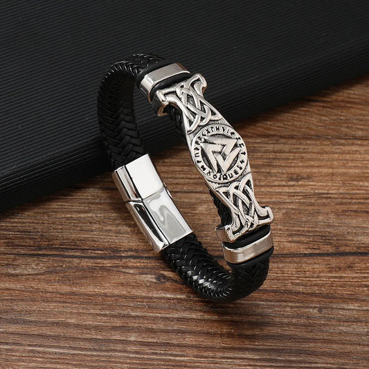 Vintage Viking Woven Leather Bracelet